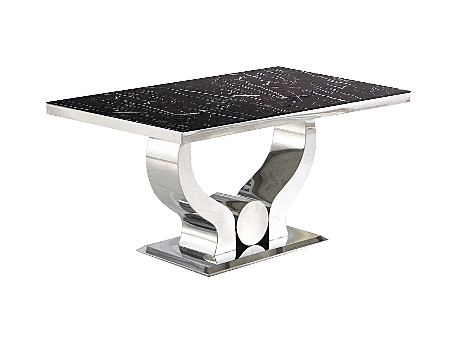 Table à manger TROFY 4 à 6 personnes chrome verre 150x90 cm