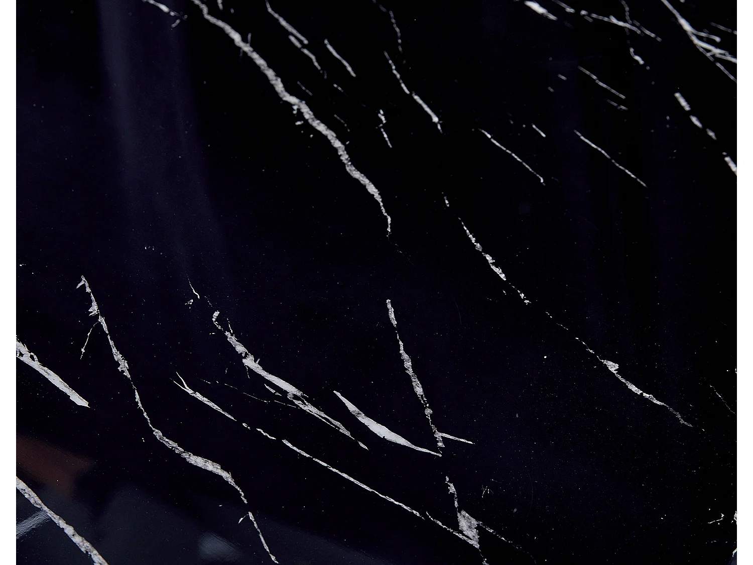 Table à manger TROFY 4 à 6 personnes 150x90 cm chrome plateau en verre effet marbré noir