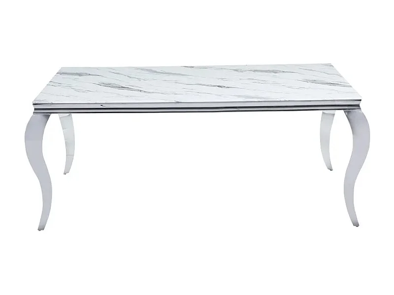 Table à manger verre effet marbré blanc 150x90 cm 4-6 pers BAROQUE