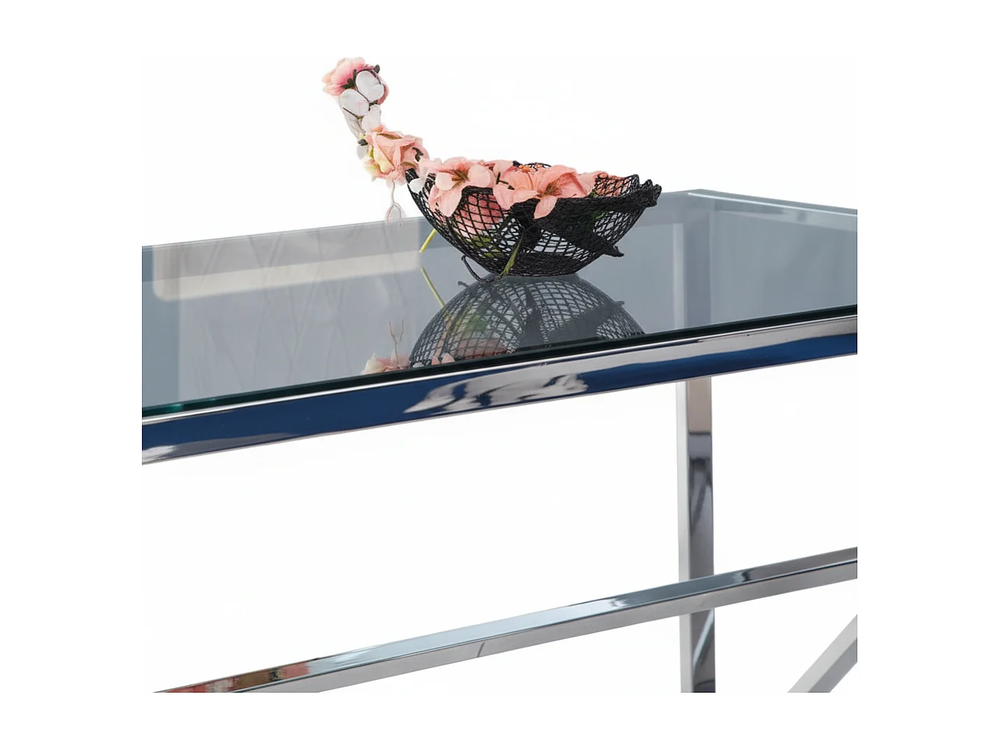 Table à Manger Chrome Verre Trempé Transparent – 150×90 cm – MAJESTIQUE