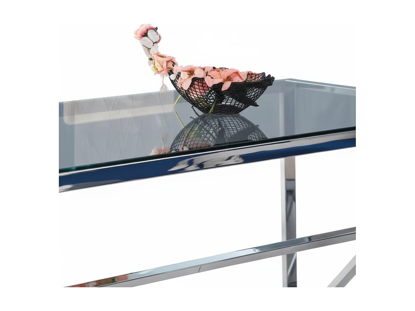 Table à Manger Chrome Verre Trempé Transparent – 150×90 cm – MAJESTIQUE