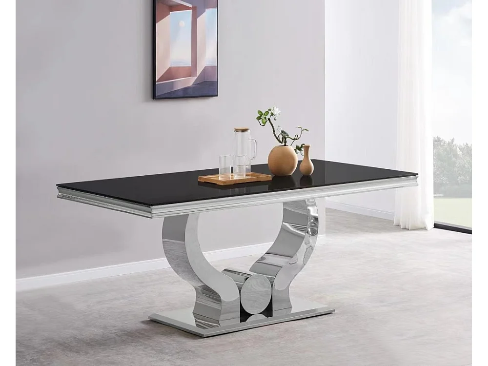 Table à Manger TROFY 180 cm effet marbré noir