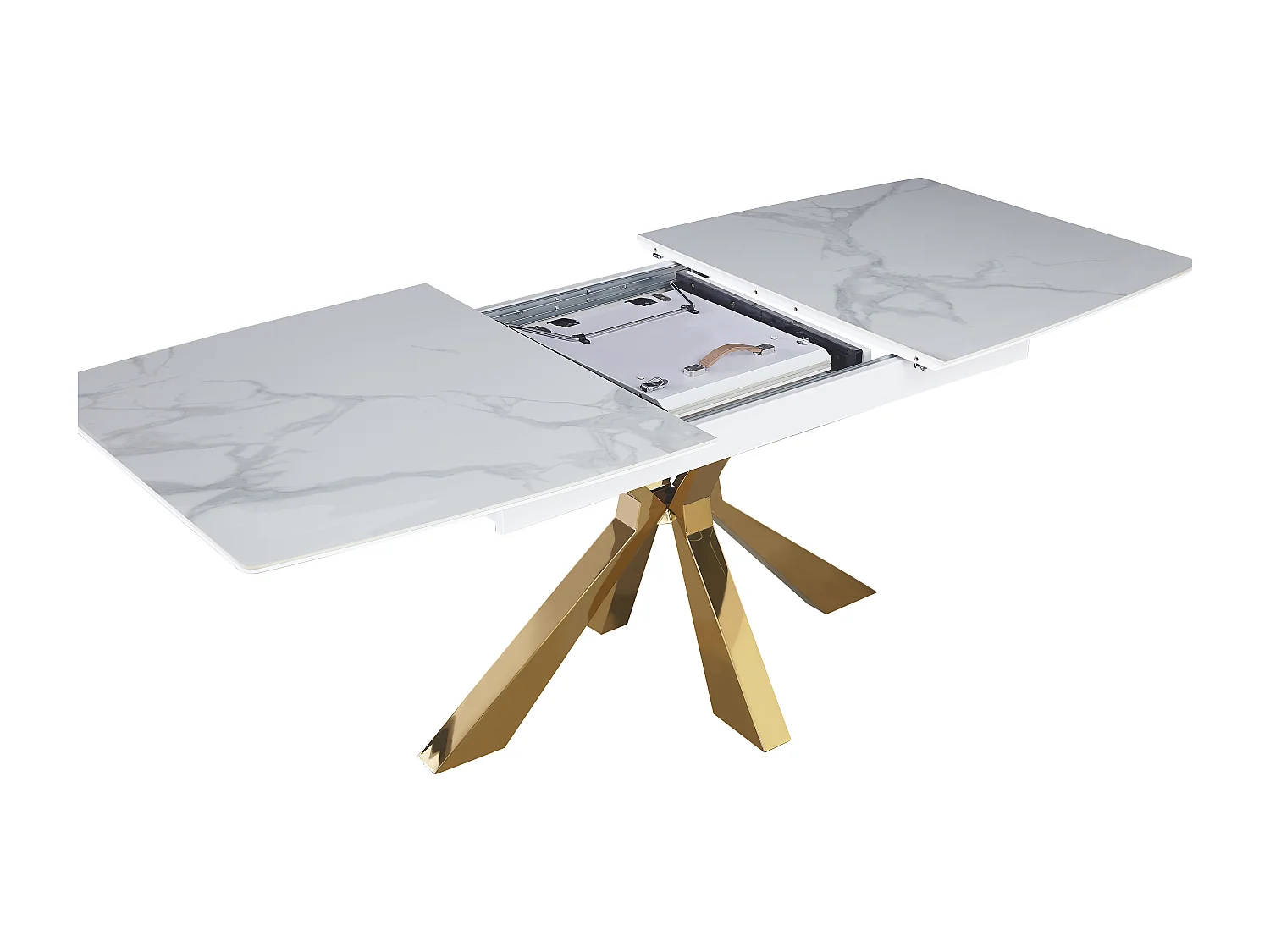 Table extensible BIANCA Gold plateau Céramique