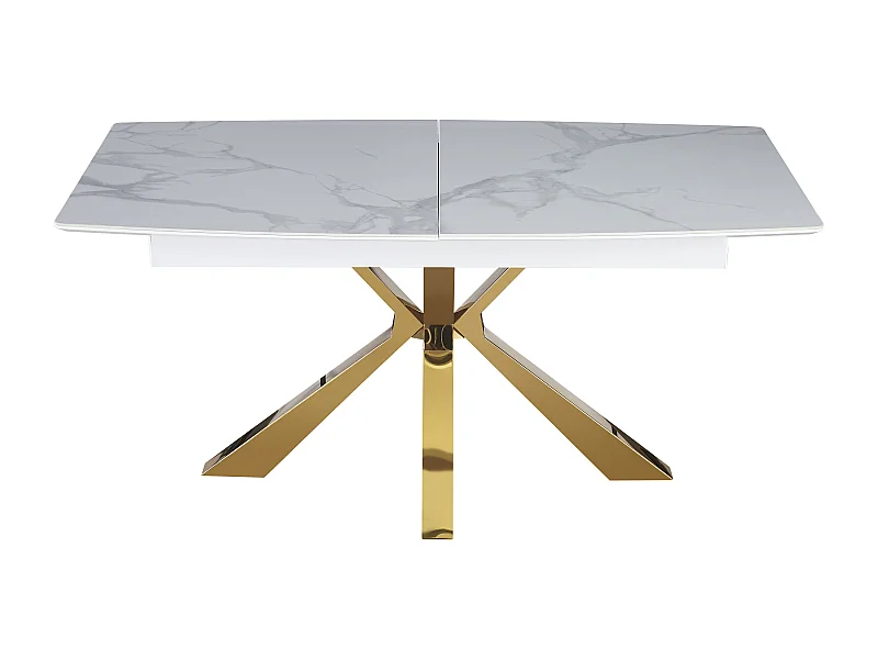 Table Manger Extensible Céramique Marbre Blanc Gold 160-200x90x75cm - BIANCA