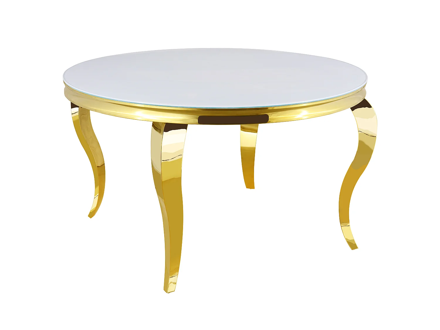 Table à manger Ronde BAROQUE Gold 130x75cm - Plateau Blanc