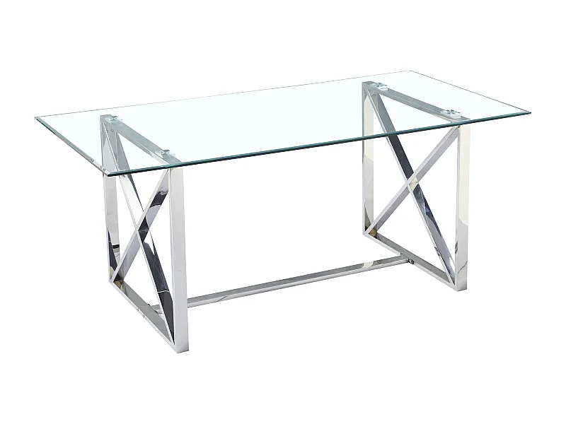 Table à manger KENSY 6 à 8 personnes verre transparent 180x90 cm