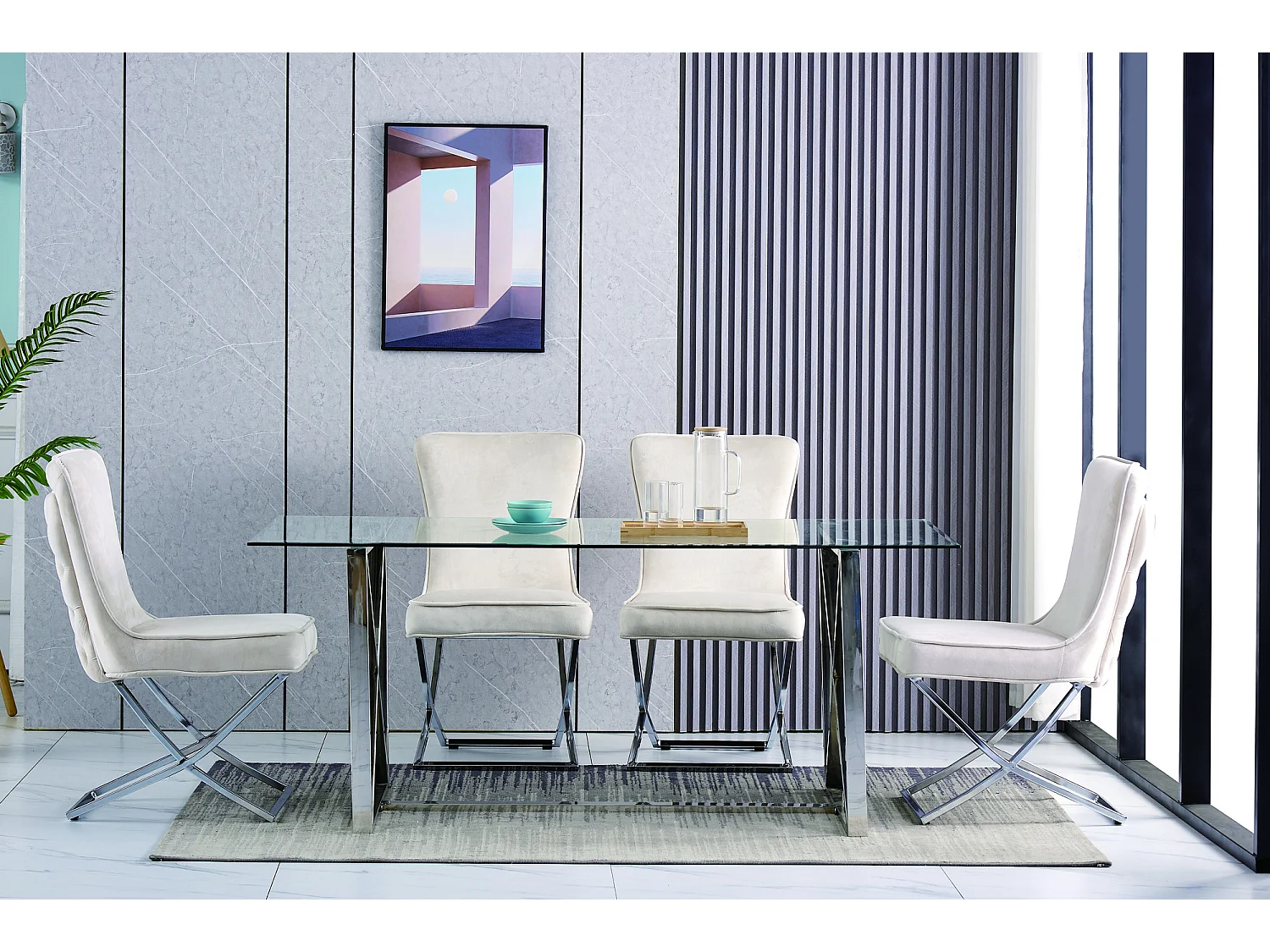 Table à manger KENSY 6 à 8 personnes verre transparent 180x90 cm