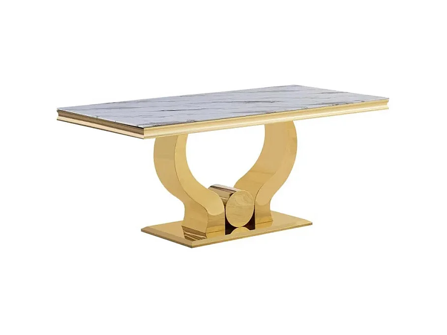 Table à manger TROFY 4 à 6 personnes Gold verre 150x90 cm