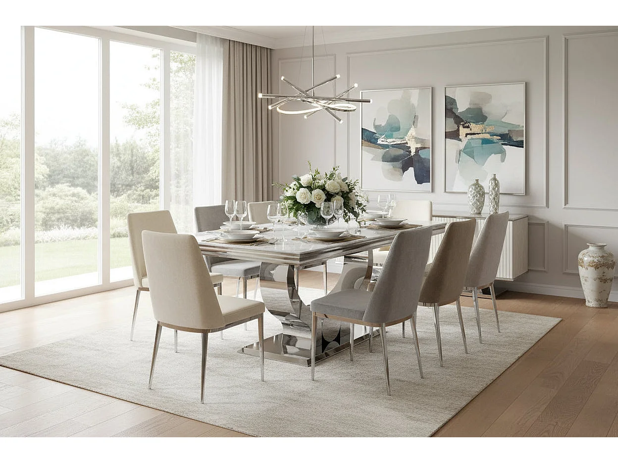 Table à Manger TROFY 180 cm effet marbré blanc