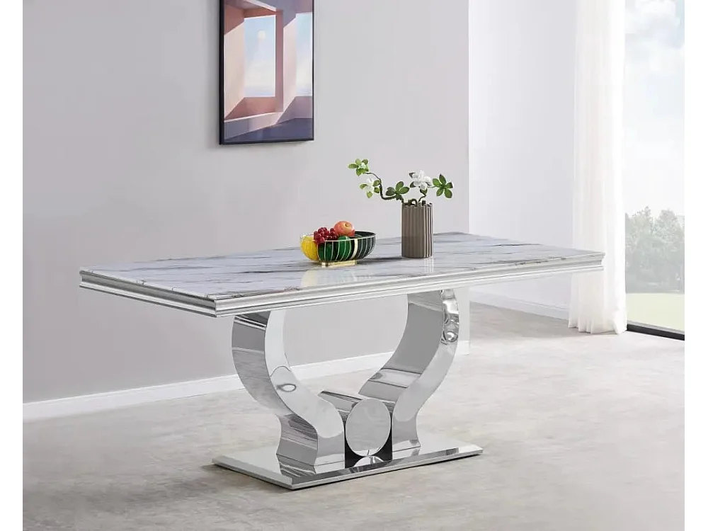 Table à Manger TROFY 180 cm effet marbré blanc