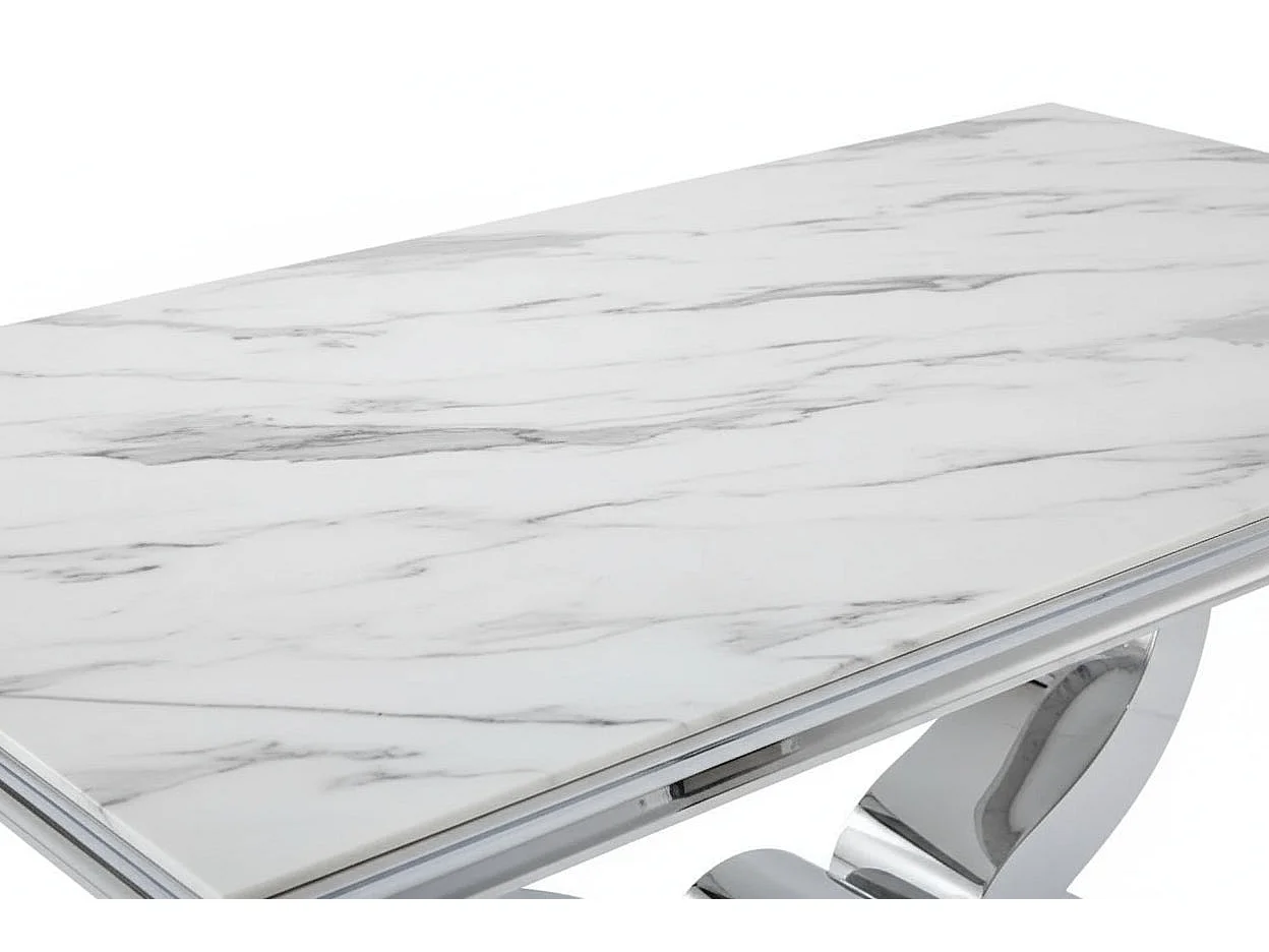 Table à Manger TROFY 180 cm effet marbré blanc