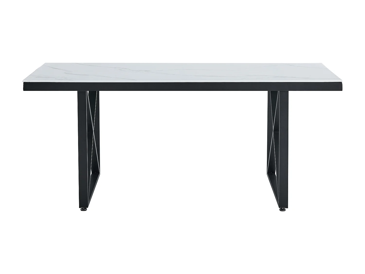 Table repas levanto 6 à 8 couverts plateau en verre marbré beige