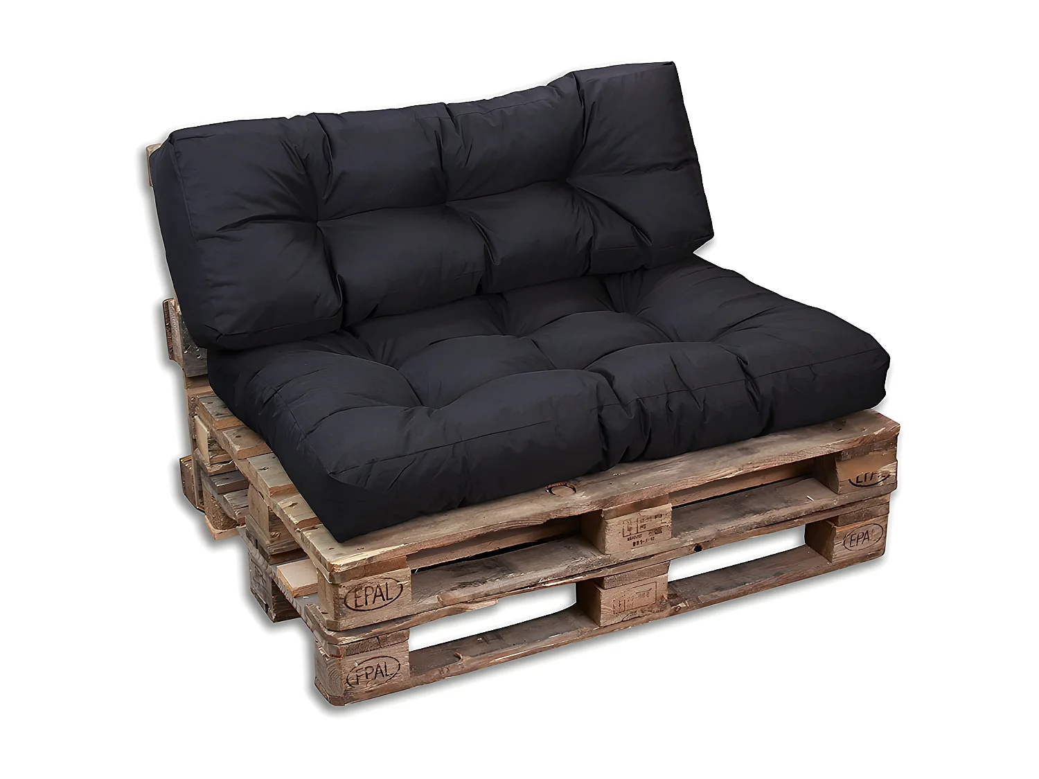 Coussins palette dossier en polyester 120x40x15 cm noir