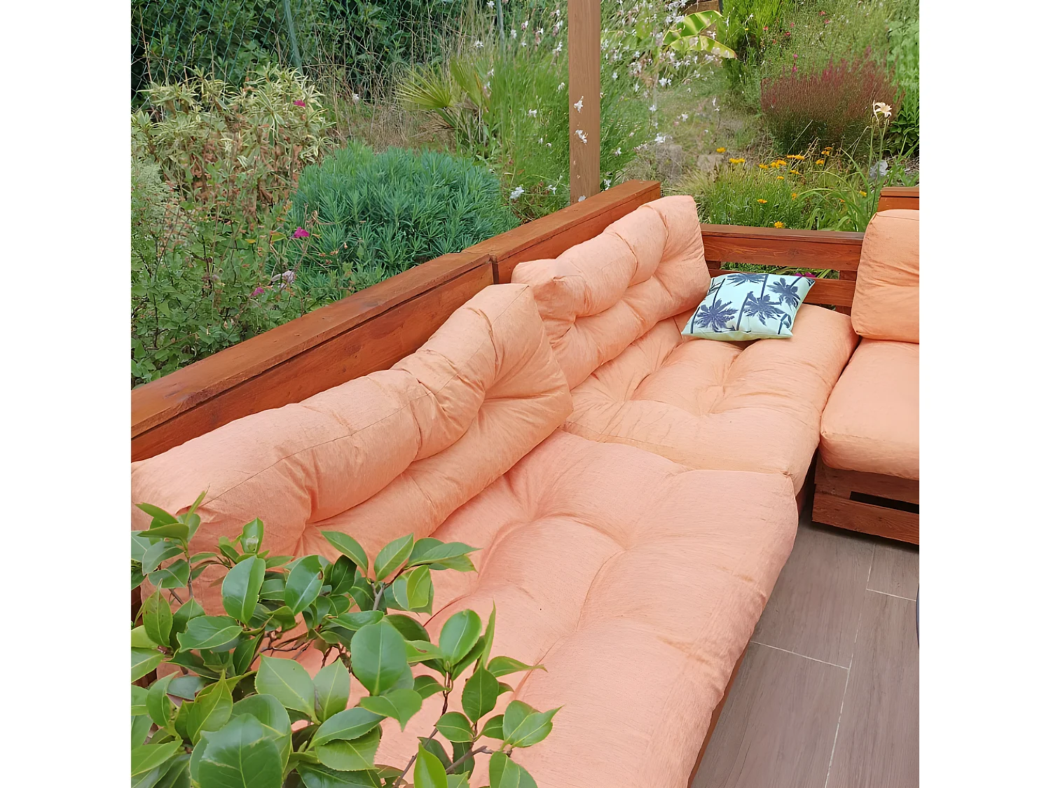 Oranje polyester pallet kussen rugleuning 120x40x15 cm