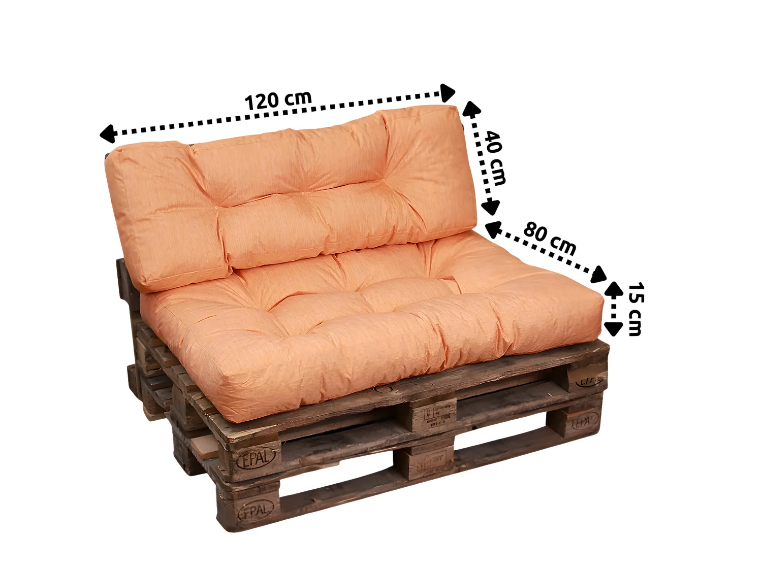 Oranje polyester pallet kussen rugleuning 120x40x15 cm