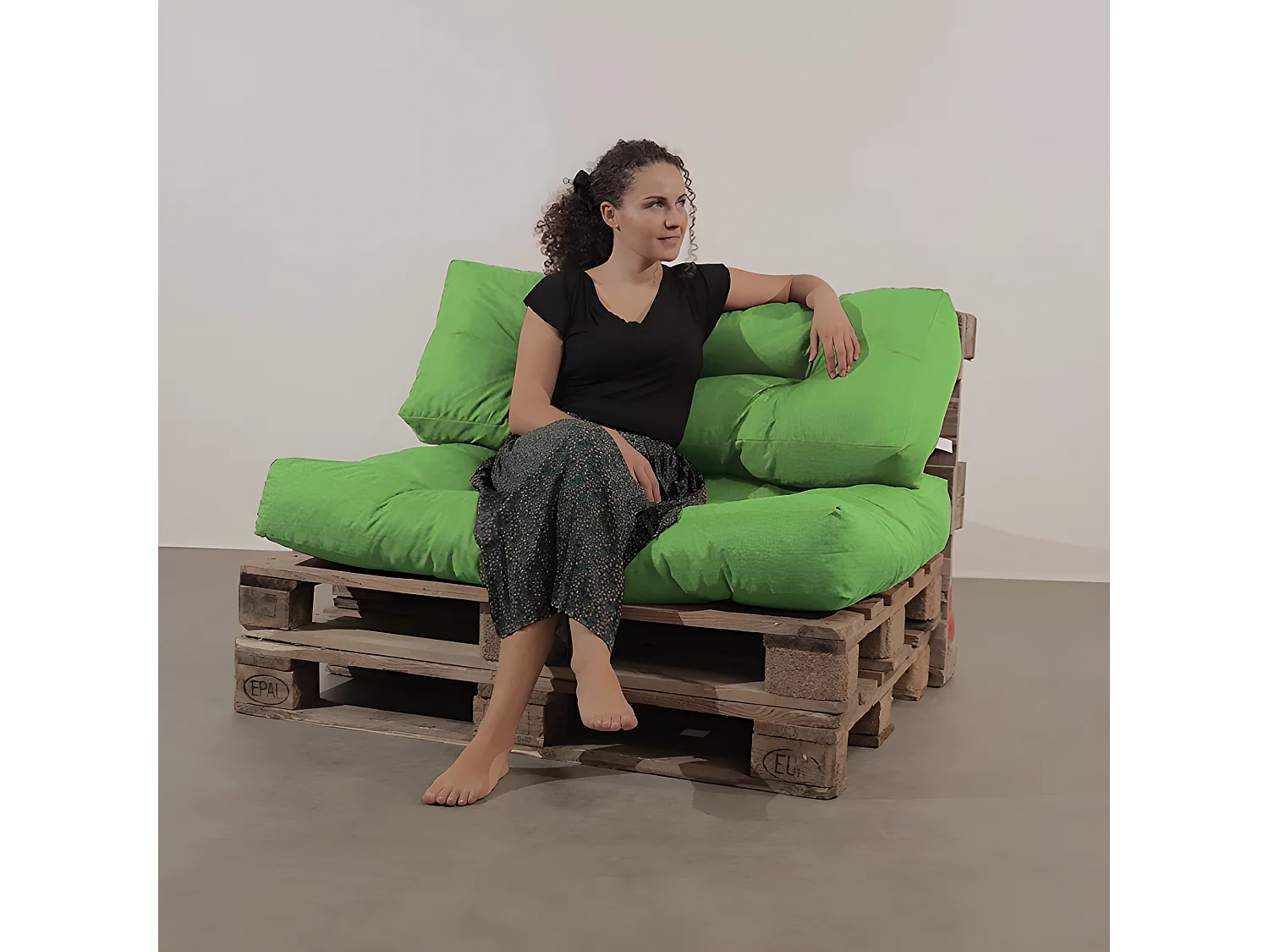 Coussins palette assise en polyester 120x80x15 cm vert