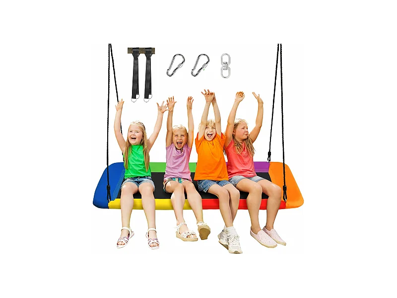 Balançoire nid en plate-forme en tissu oxford avec cordes de suspension hauteur réglable 100-180cm