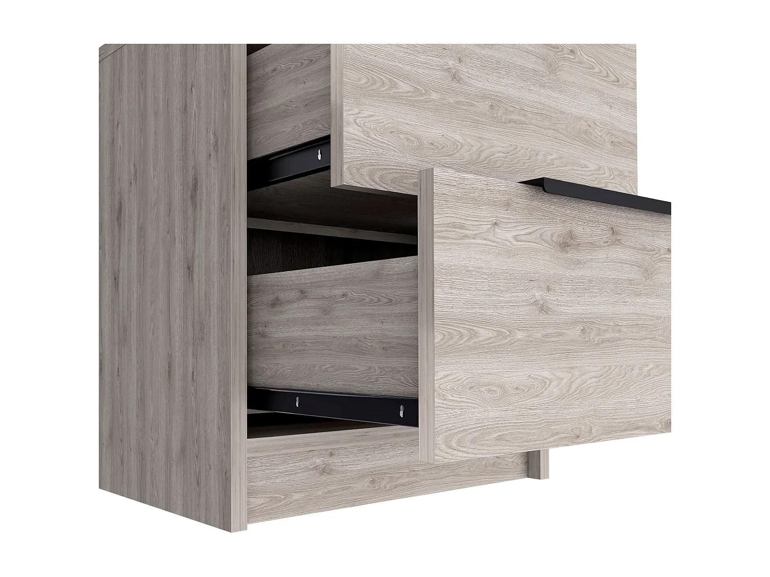 Chevet Kaia en mélamine avec deux tiroirs à rail métallique , 47.7 cm X 40.8 cm X 36 cm , Multicolore