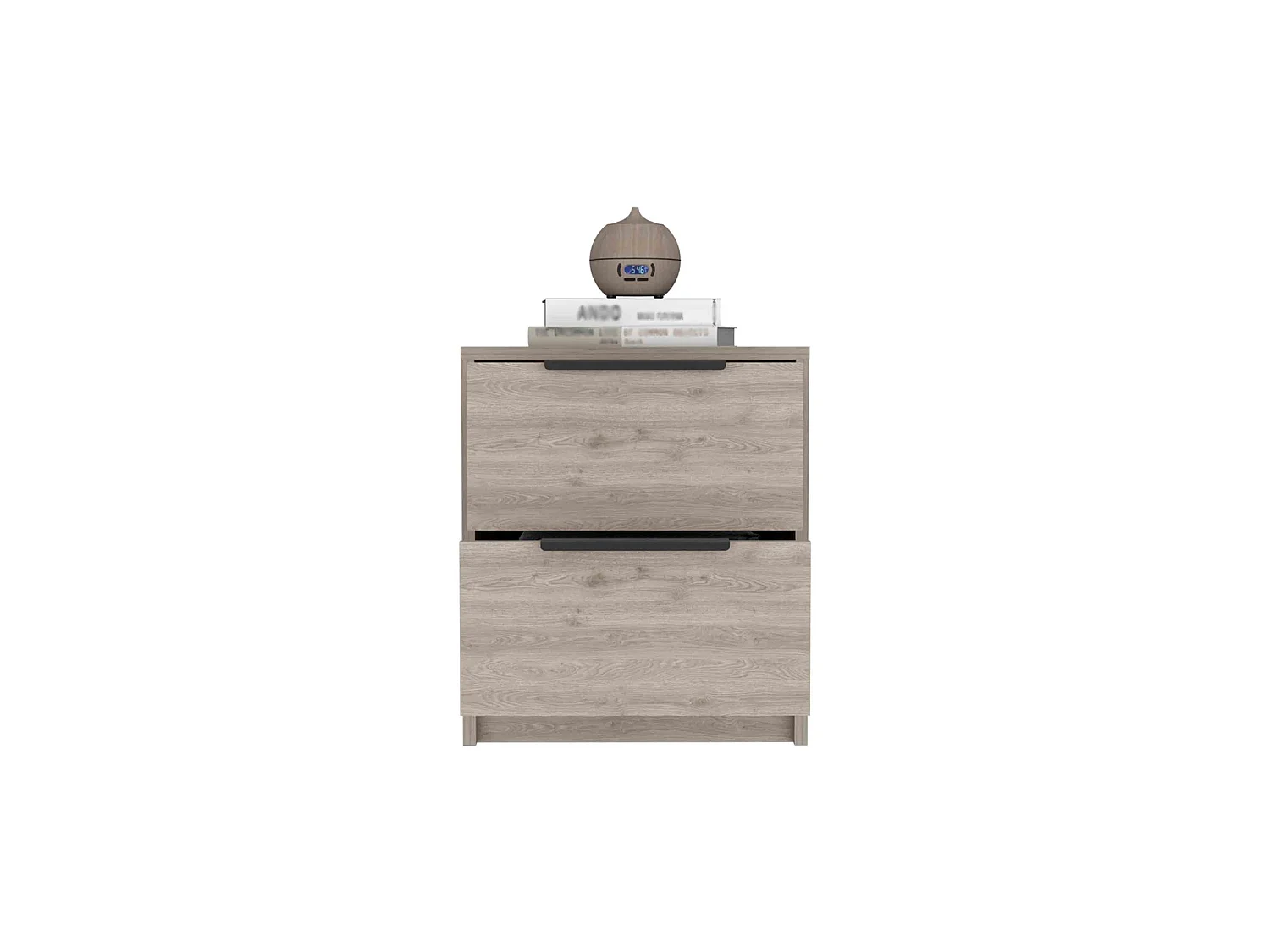 Comodino Kaia da 41 cm con 2 cassetti, grigio cenere