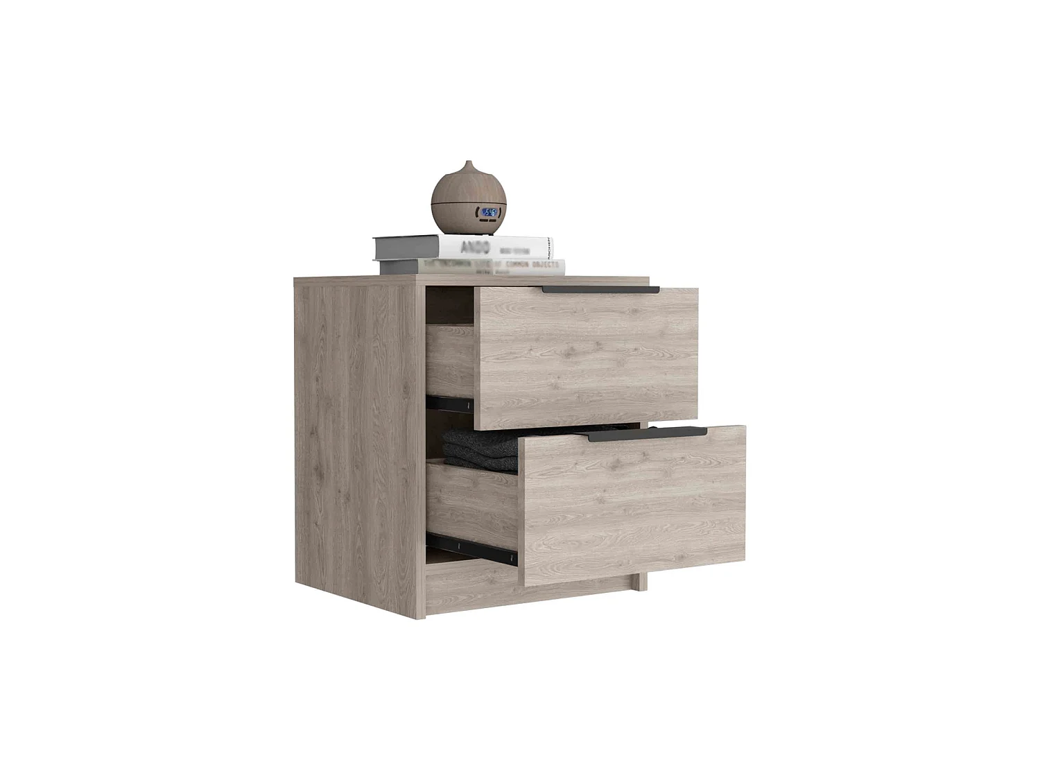 Comodino Kaia da 41 cm con 2 cassetti, grigio cenere