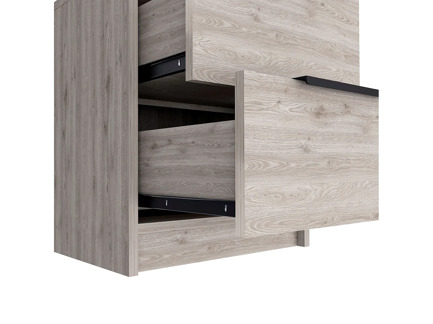 Comodino Kaia da 41 cm con 2 cassetti, grigio cenere