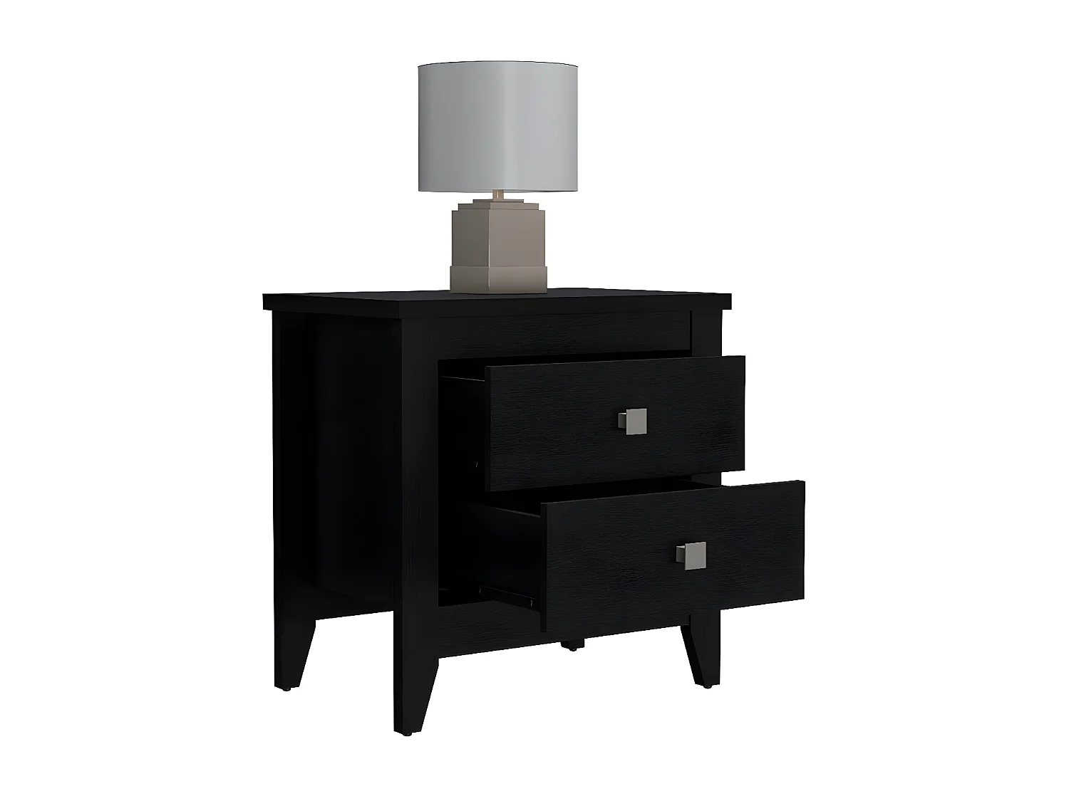 Table de chevet Amara en mélamine avec rails métalliques , 61.6 cm X 60 cm X 40 cm , Noir