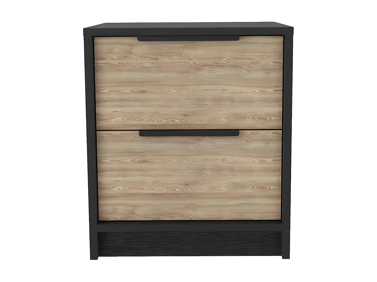 Mesita de noche Kaia en melamina con doble cajon y rieles metalicos , 47.7 cm  X 40.8 cm  X 36 cm  , Multicolor