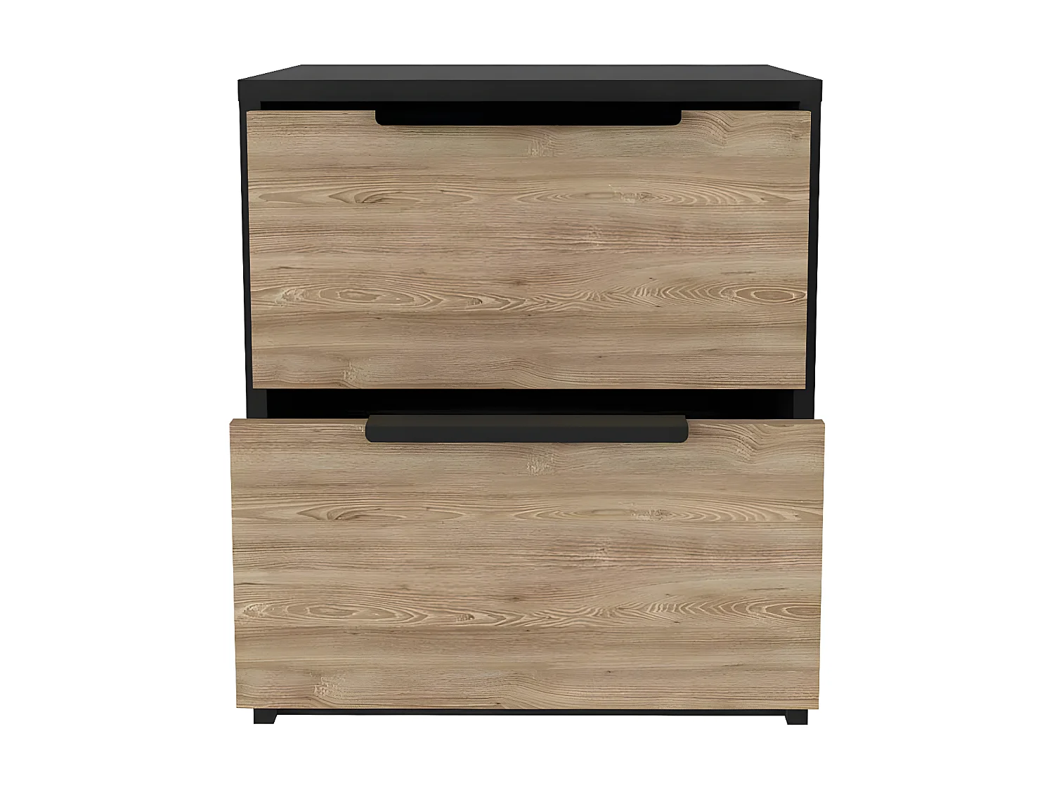 Mesita de noche Kaia en melamina con doble cajon y rieles metalicos , 47.7 cm  X 40.8 cm  X 36 cm  , Multicolor