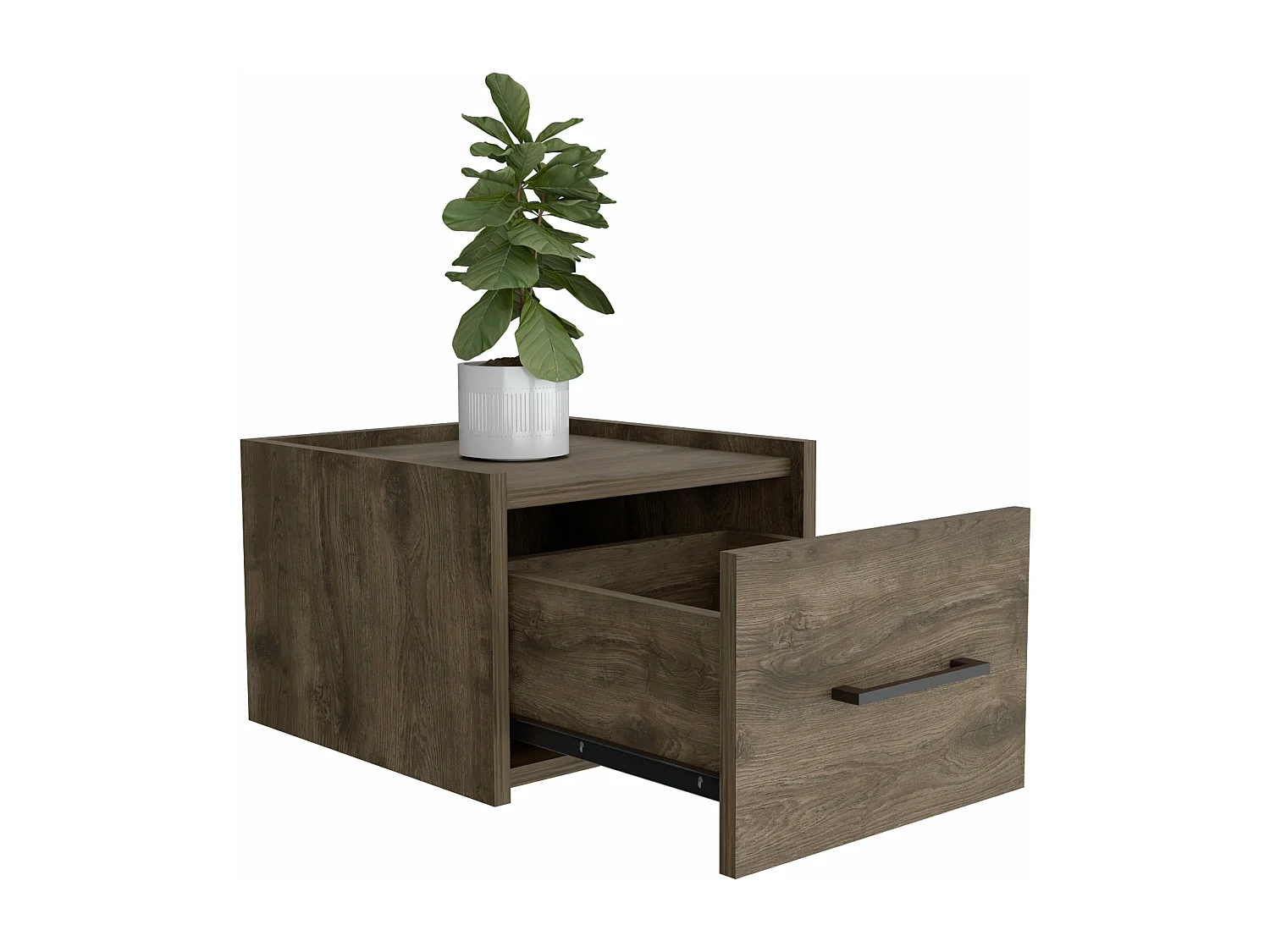 Comodino galleggiante Boa in melamina con un cassetto con guide metalliche , 24.89 cm X 35 cm X 33.5 cm , Marrone