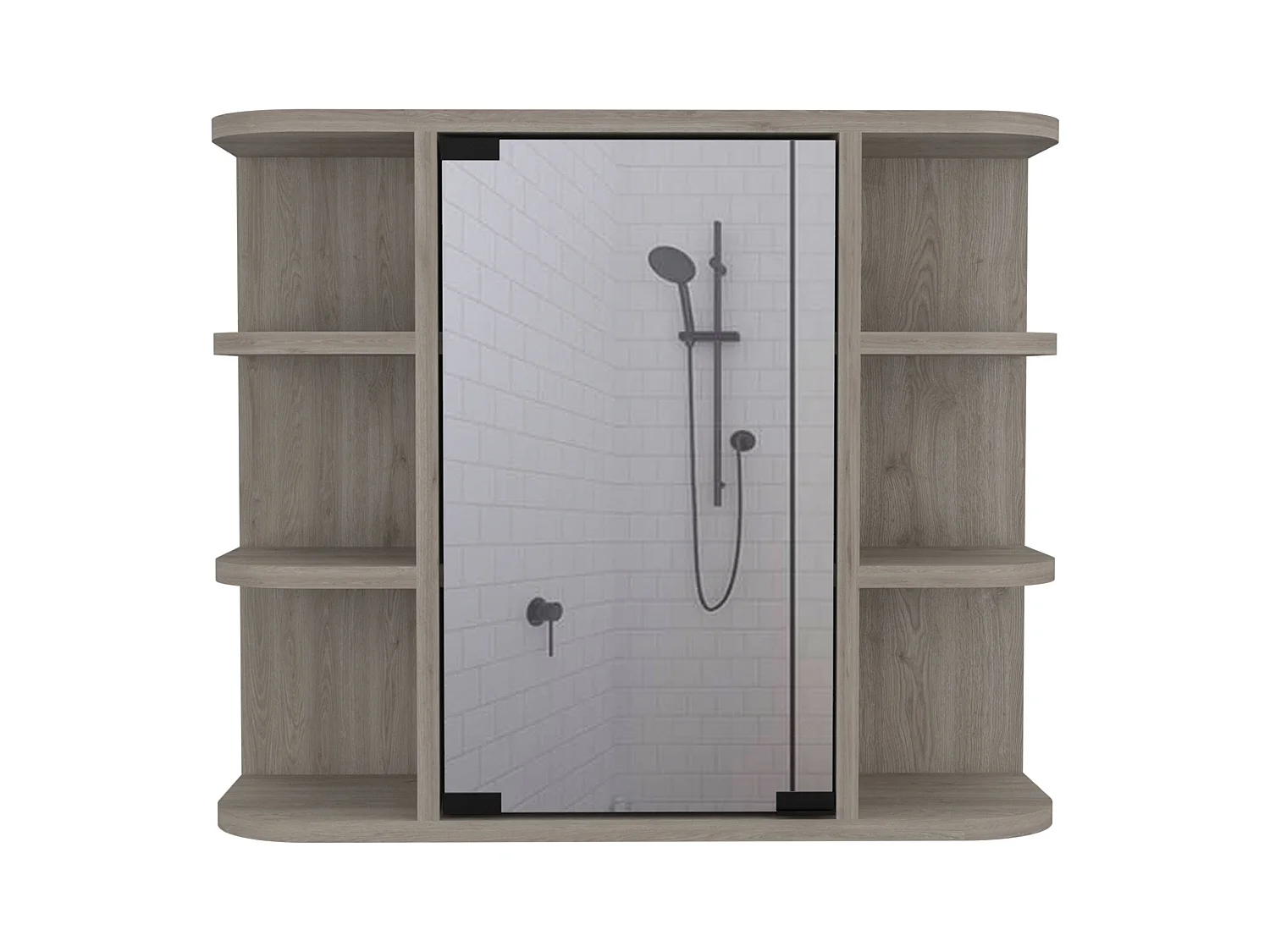 Botiquin Milan en melamina con espejo incluido y estantes , 50 cm  X 60 cm  X 19 cm  , Gris / plata