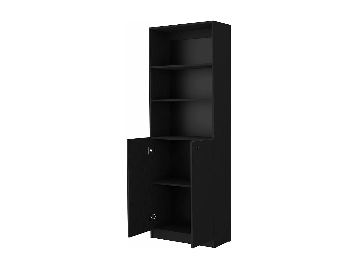 Estanteria Home en melamina con gabinete inferior y 3 estantes exteriores , 180.59 cm  X 62.78 cm  X 29.89 cm  , Negro