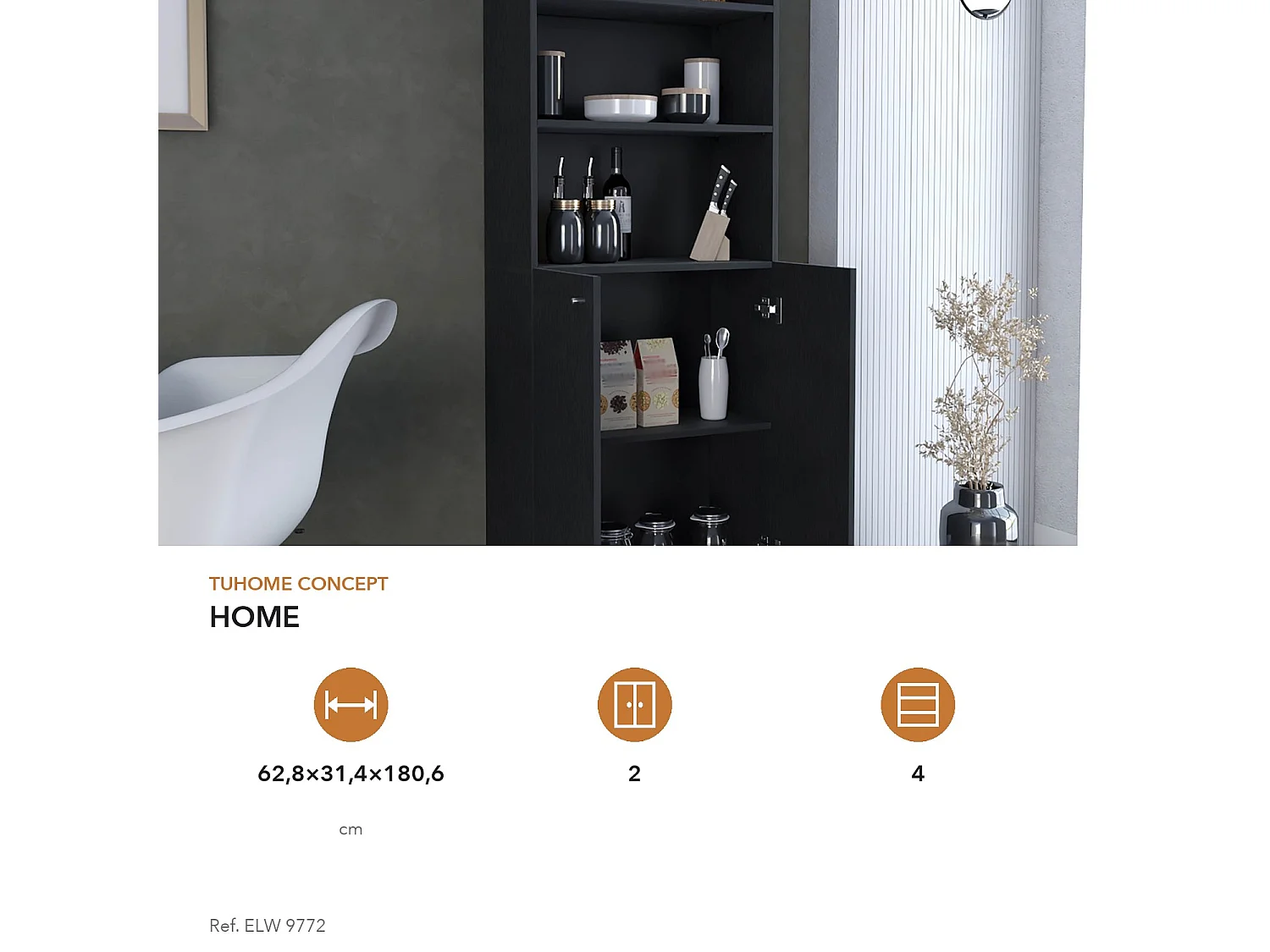 Estante Home de 181 cm com 2 portas, wengué