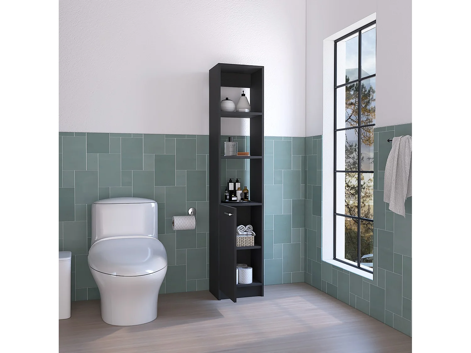 TUHOME CONCEPT Colonna bagno Malaga da 162 cm, wengé