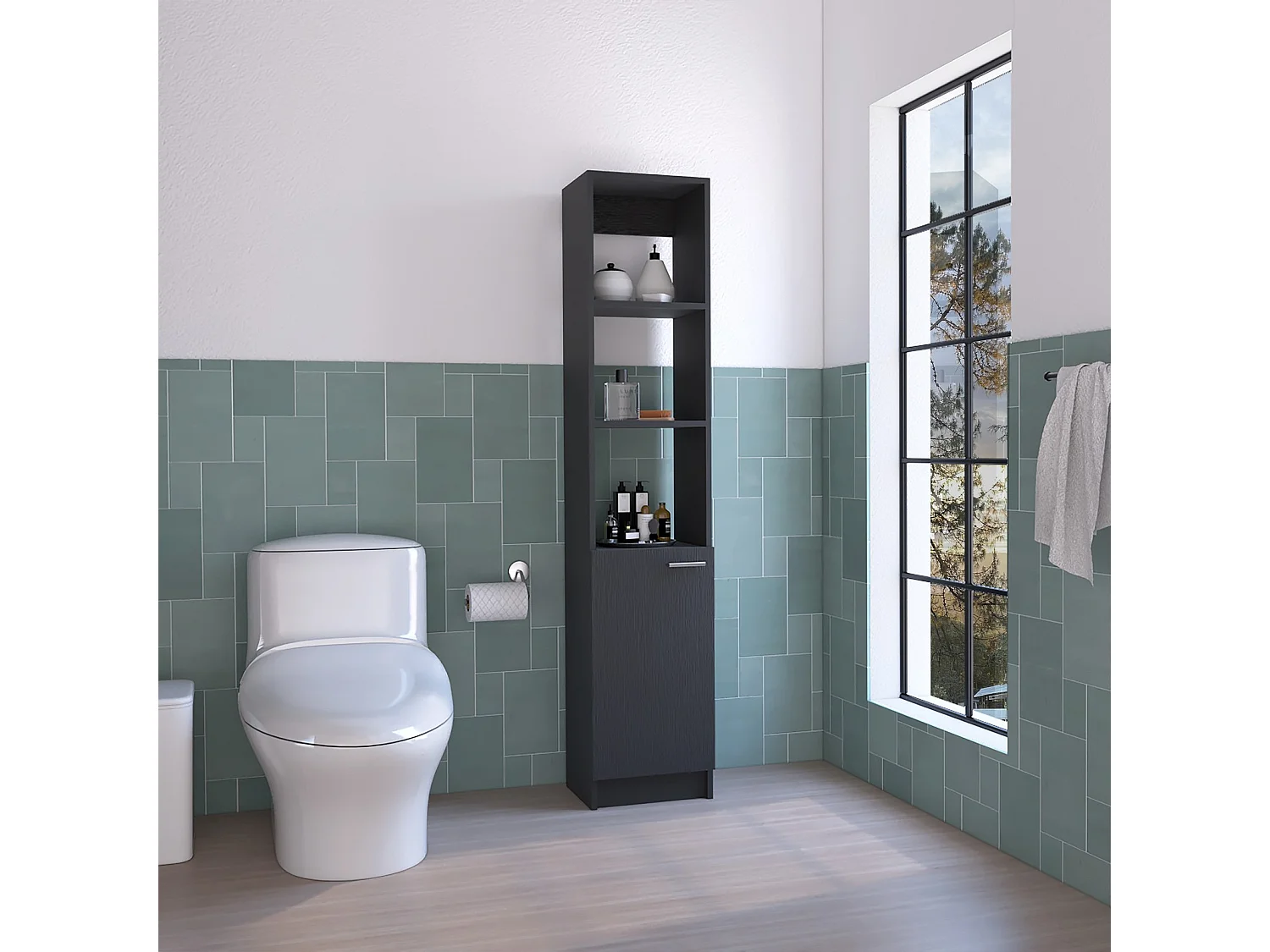 TUHOME CONCEPT Colonna bagno Malaga da 162 cm, wengé
