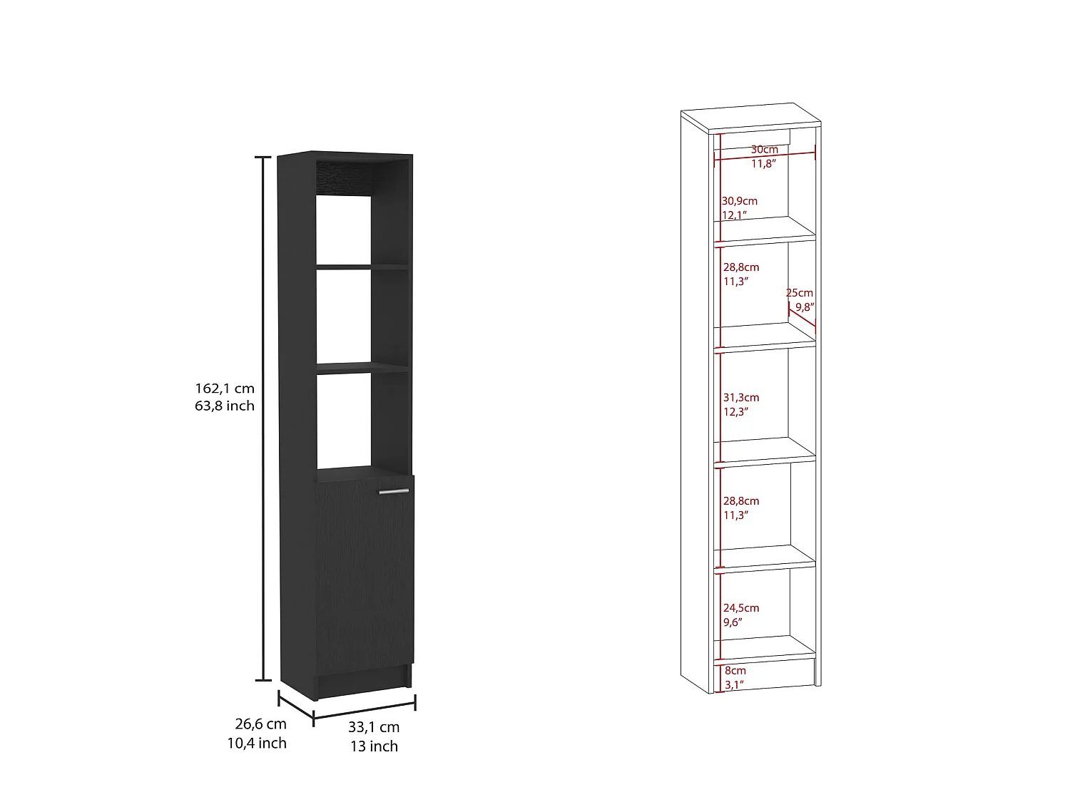 TUHOME CONCEPT Colonna bagno Malaga da 162 cm, wengé