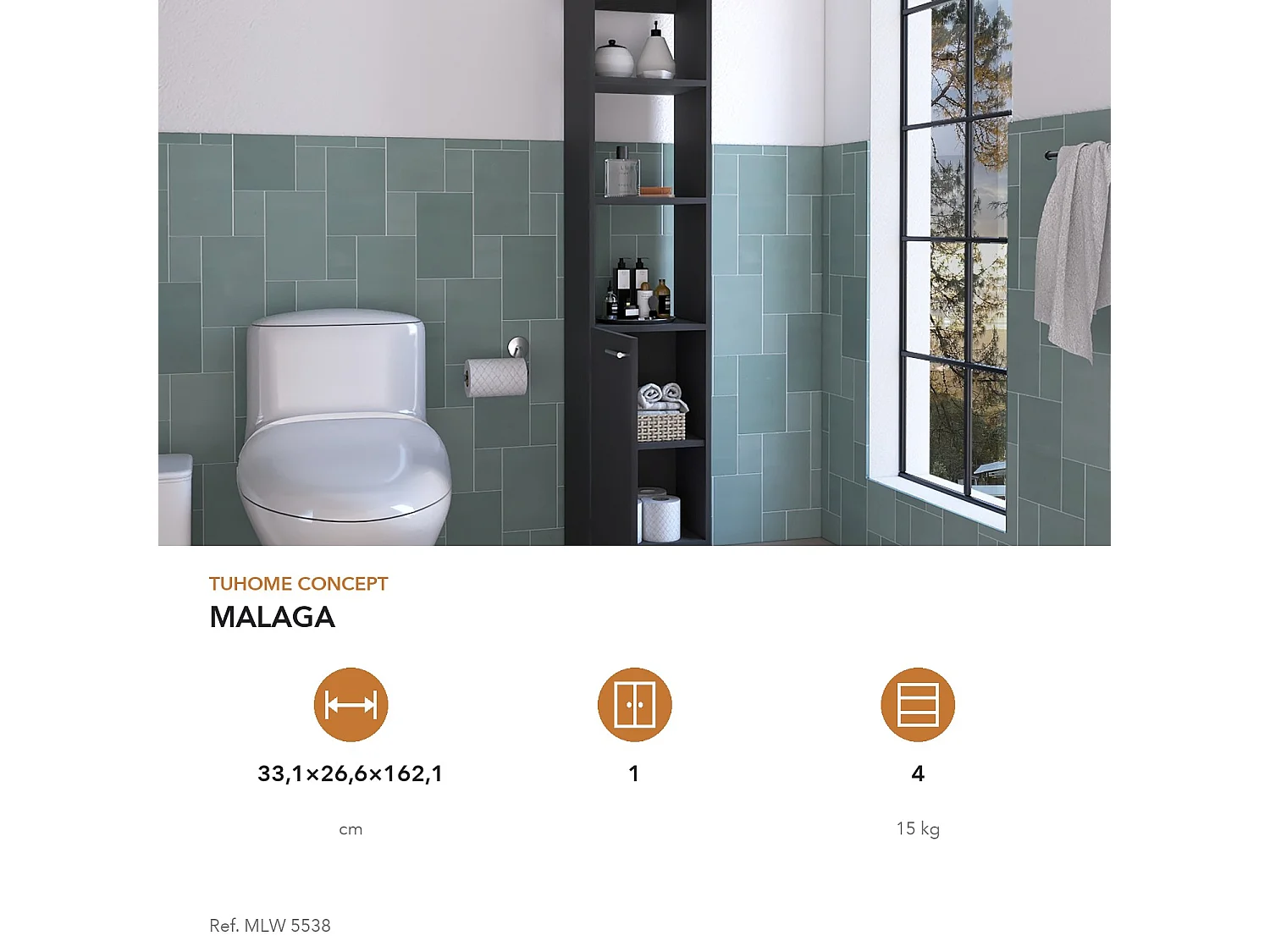 TUHOME CONCEPT Colonna bagno Malaga da 162 cm, wengé