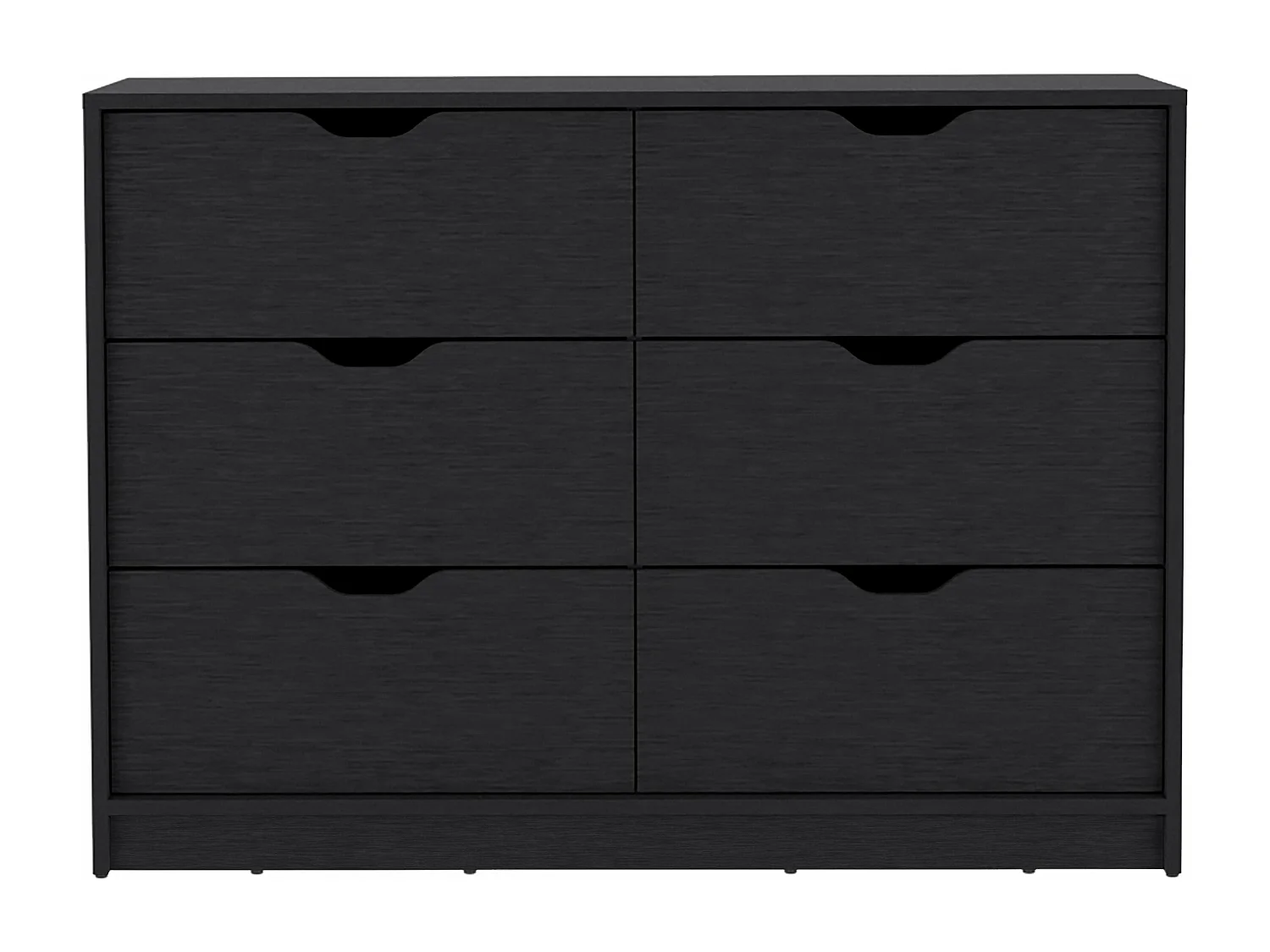 Commode Basilea en mélamine, 4 tiroirs avec rails métalliques , 77.9 cm X 107.1 cm X 41.3 cm , Noir