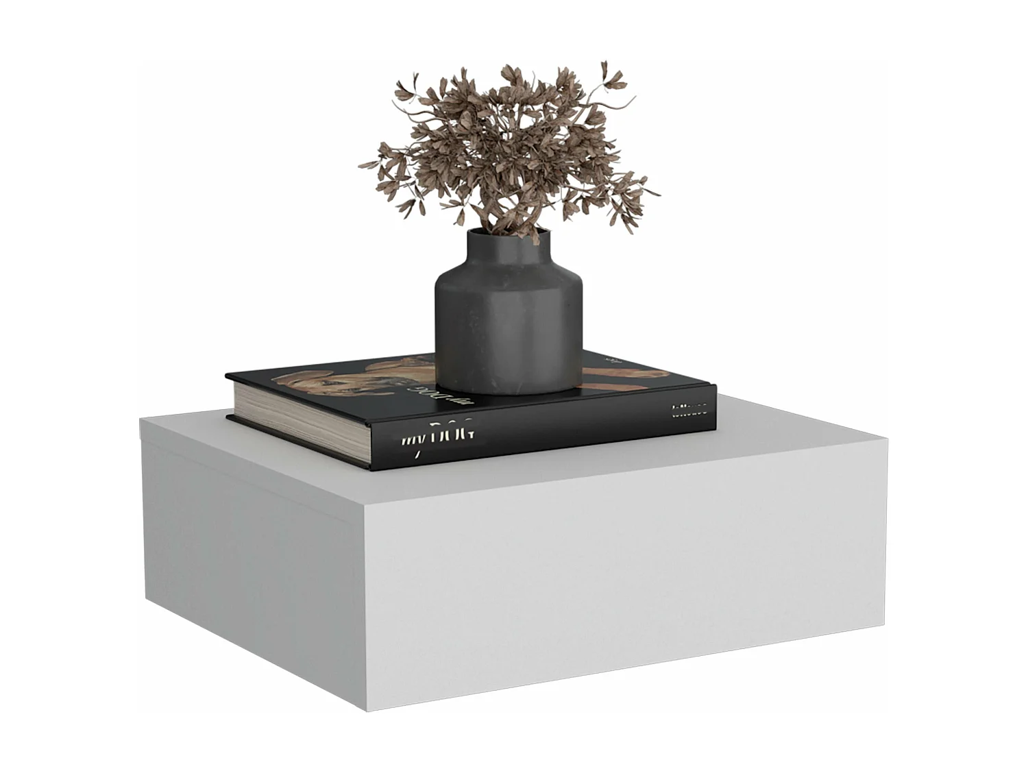 Comodino galleggiante in melamina Milano con cassetto con guida in metallo , 12.95 cm X 39.8 cm X 34 cm , Bianco