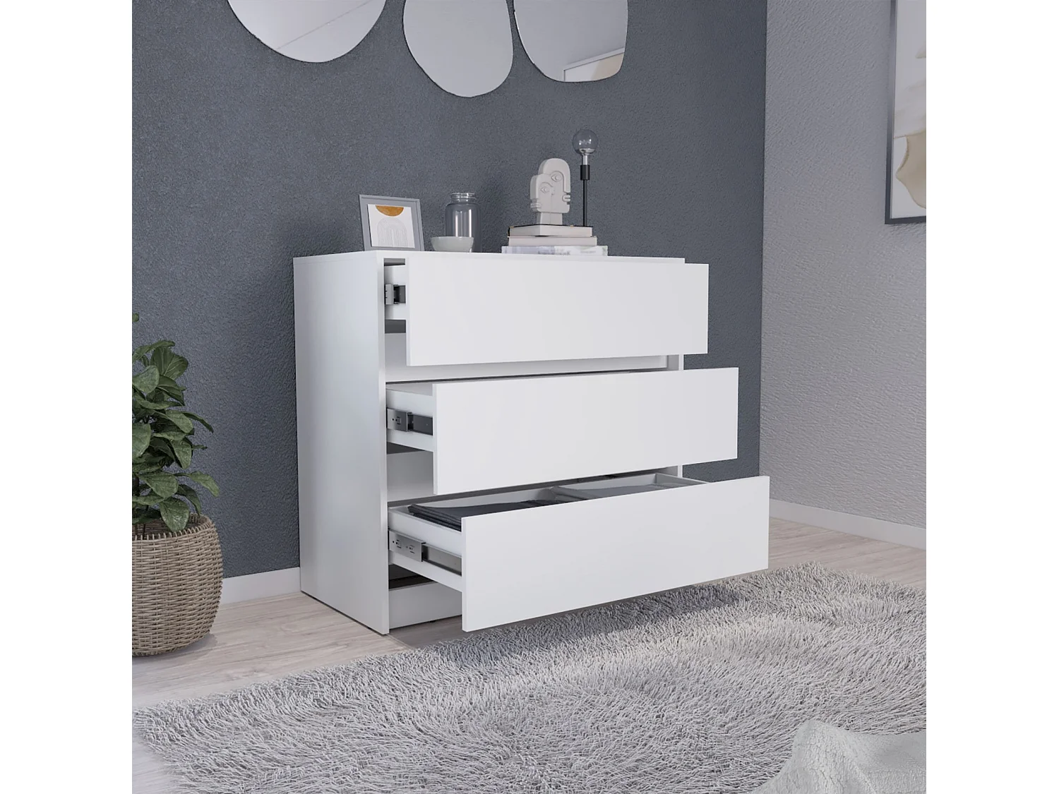 TUHOME CONCEPT Cómoda Austin de 85 cm, branco