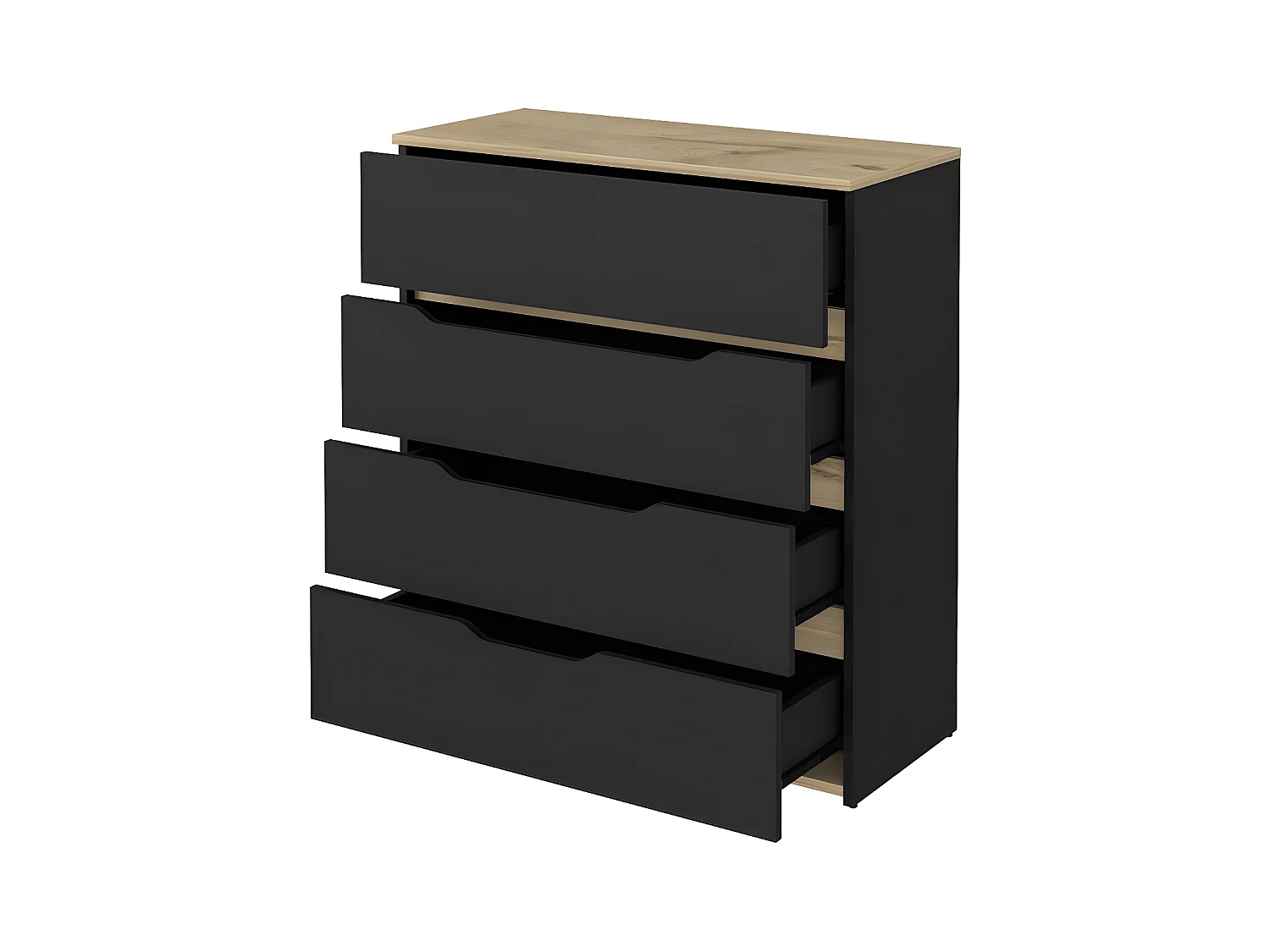 Cassettiera Zoe in melamina, quattro cassetti con guide in metallo, 88.97 cm X 80 cm X 35 cm , Multicolore