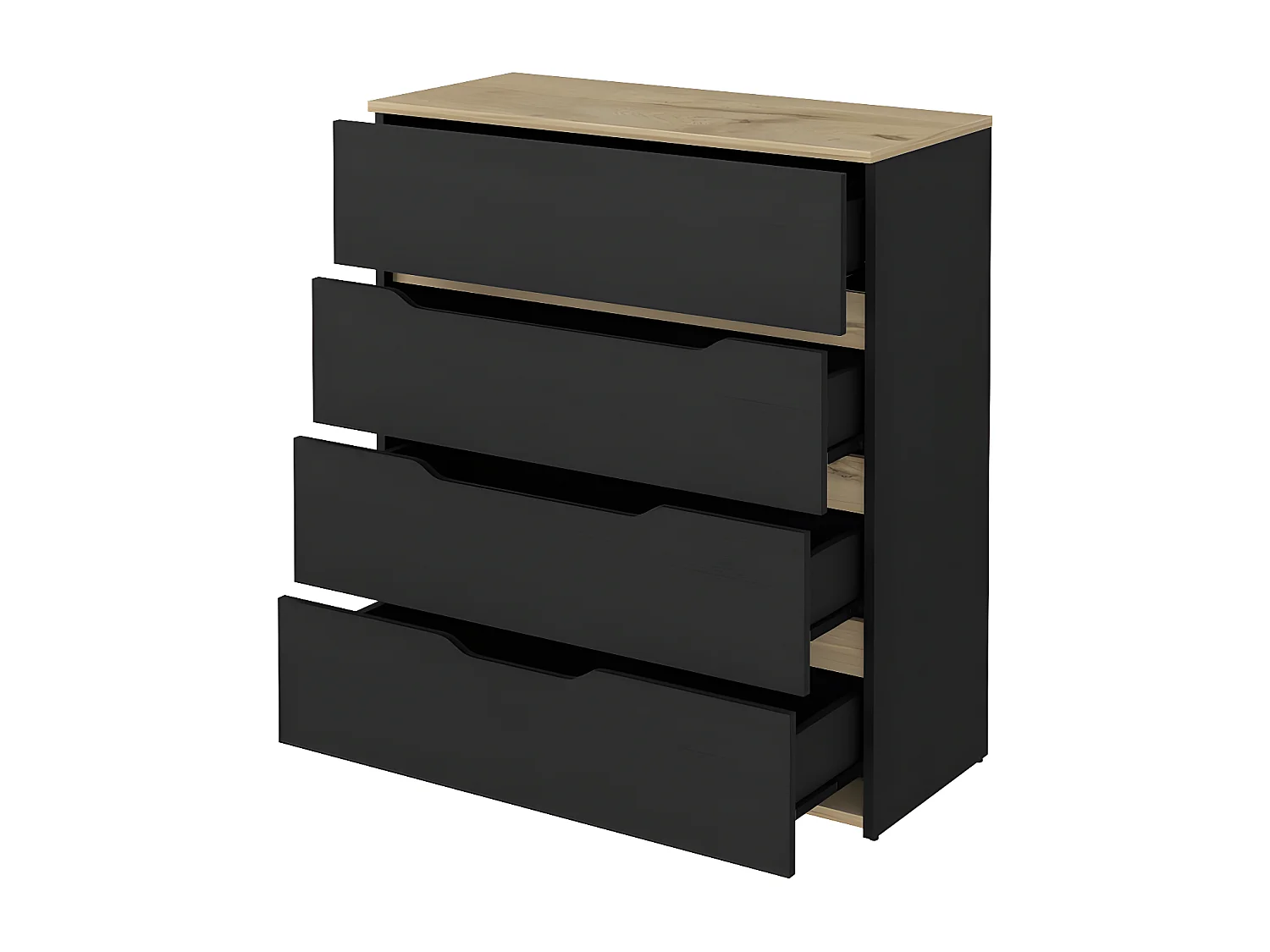 Cassettiera Zoe in melamina, quattro cassetti con guide in metallo, 88.97 cm X 80 cm X 35 cm , Multicolore