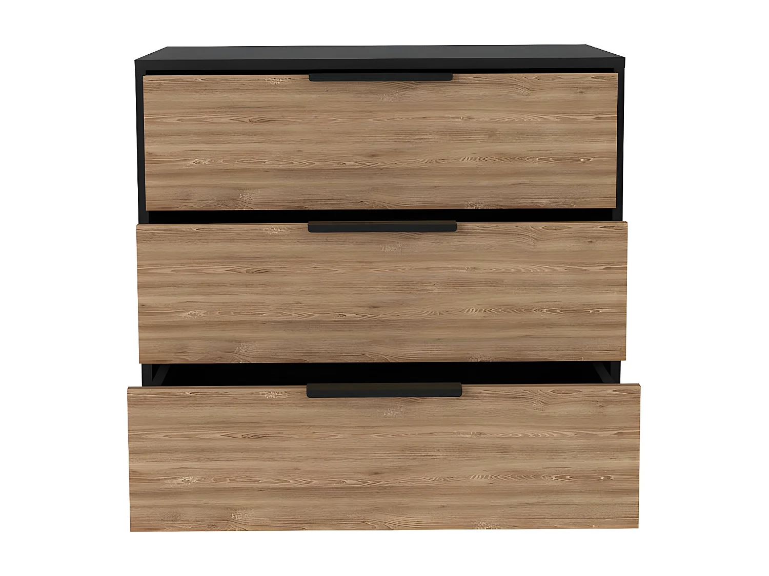 Commode kaia en mélamine 3 tiroirs avec rails métalliques , 68.6 cm X 69.85 cm X 41.5 cm , Multicolore