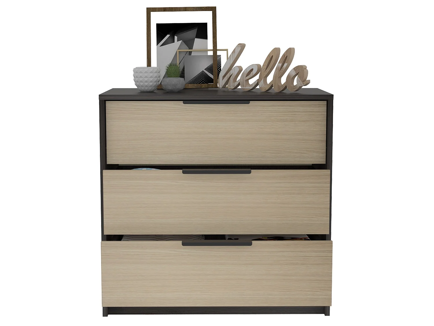 Cassettiera Kaia da 70 cm con 3 cassetti, nero