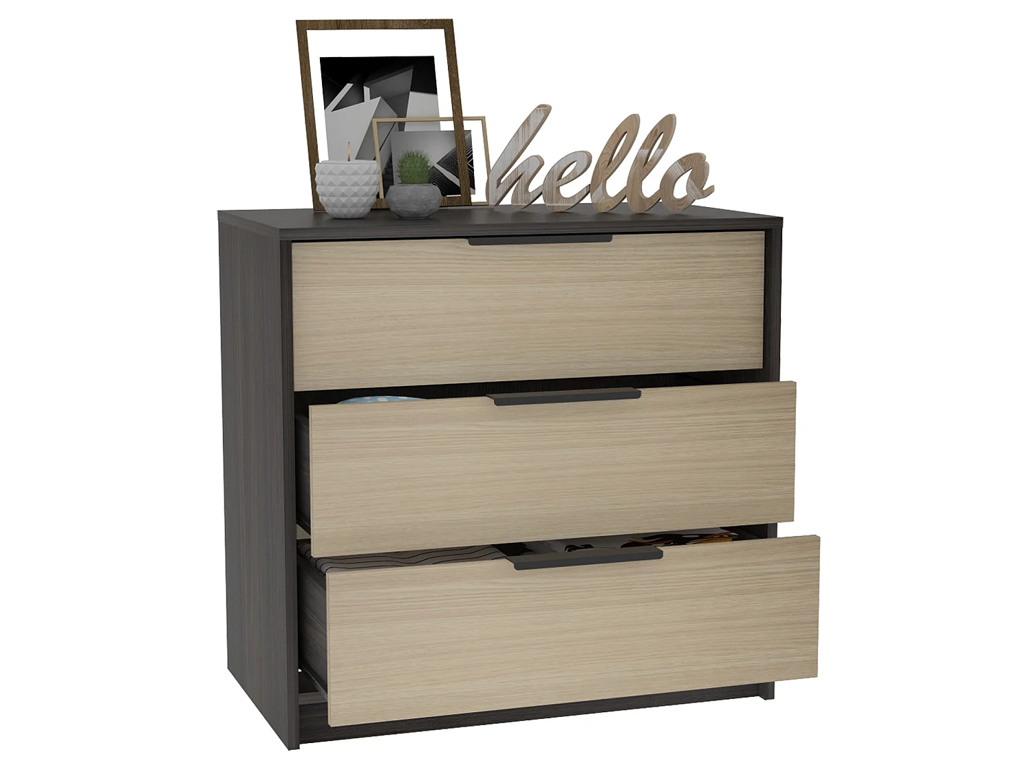 Cassettiera Kaia da 70 cm con 3 cassetti, nero