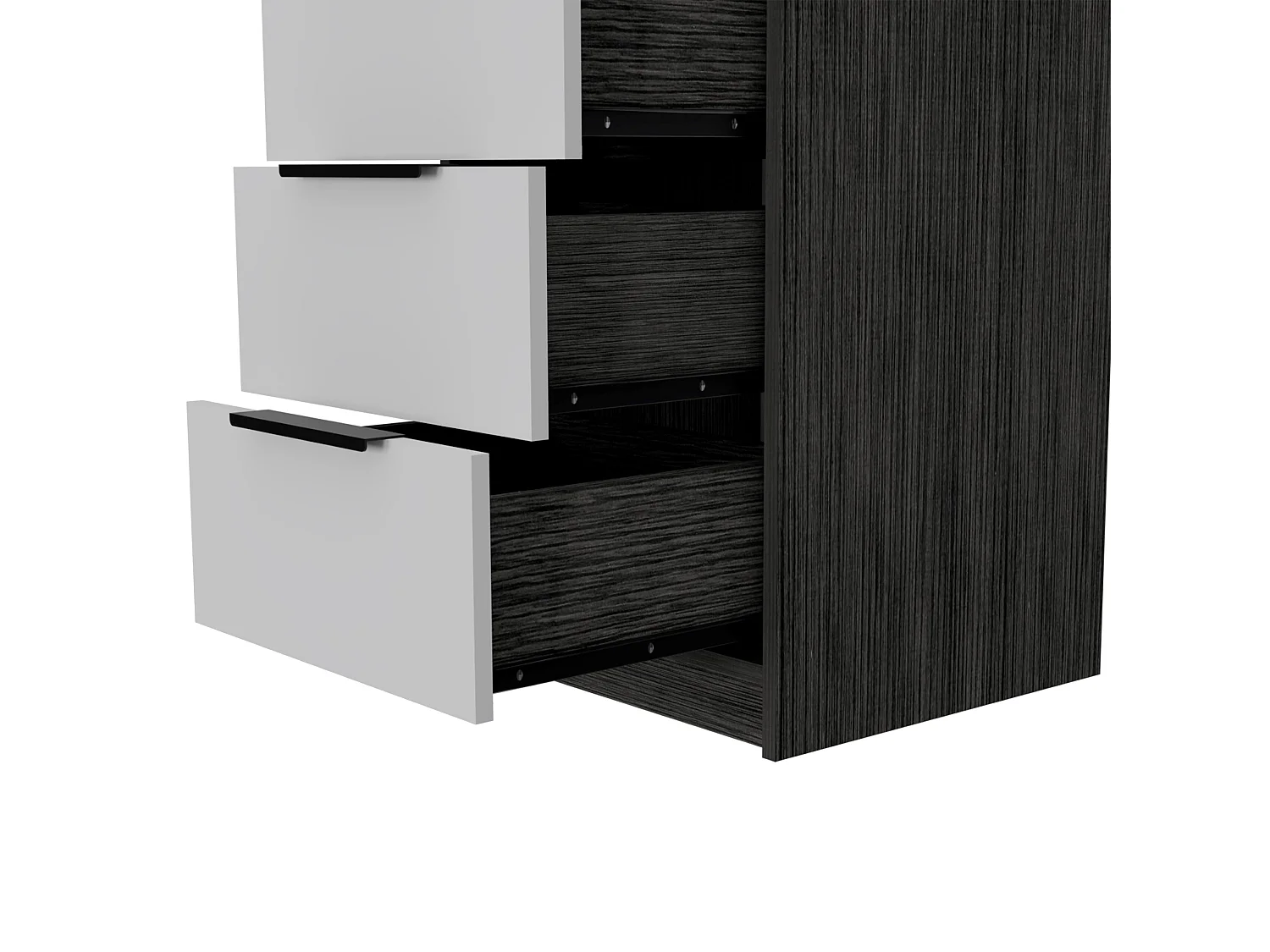 Commode Kaia en mélamine avec 5 tiroirs sur rail métallique, 107.7 cm X 45 cm X 41 cm , Multicolore