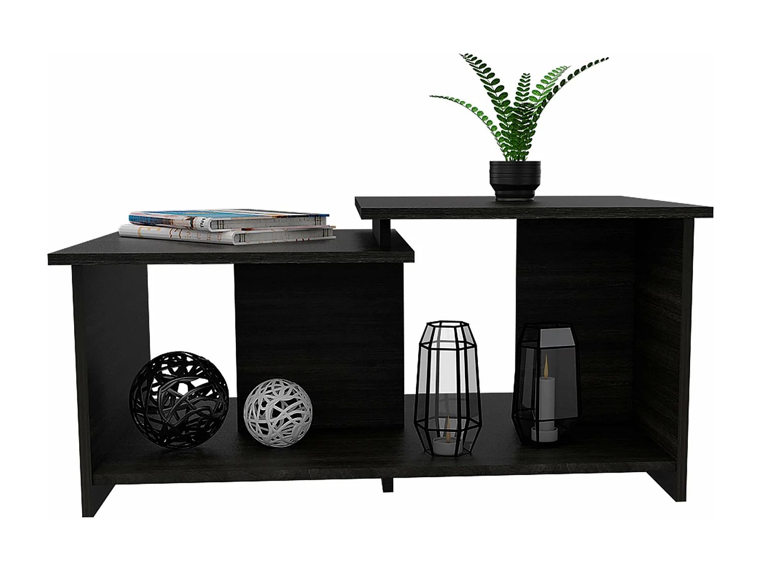 Mesa de centro Wema en melamina, con almacenamiento abierto , 41.91 cm  X 89 cm  X 53 cm  , Gris / plata