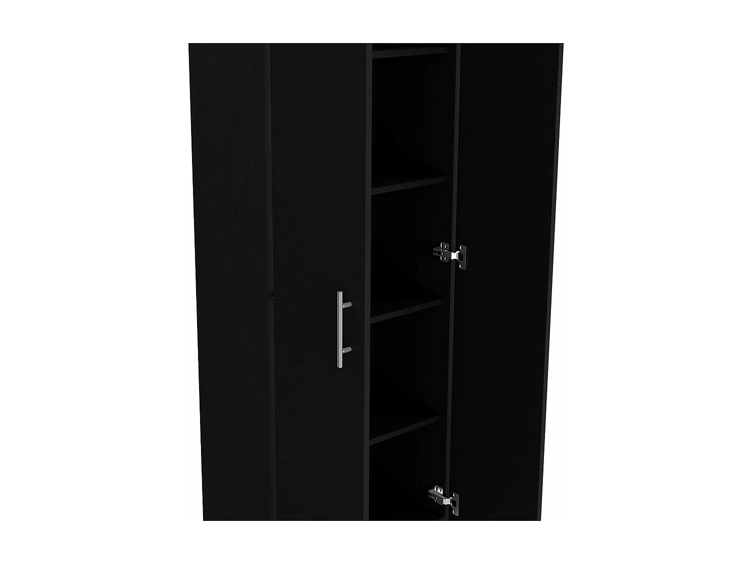 Armário Nepal em melamina com 2 portas e 4 prateleiras , 169.9 cm X 60 cm X 30.3 cm , Preto