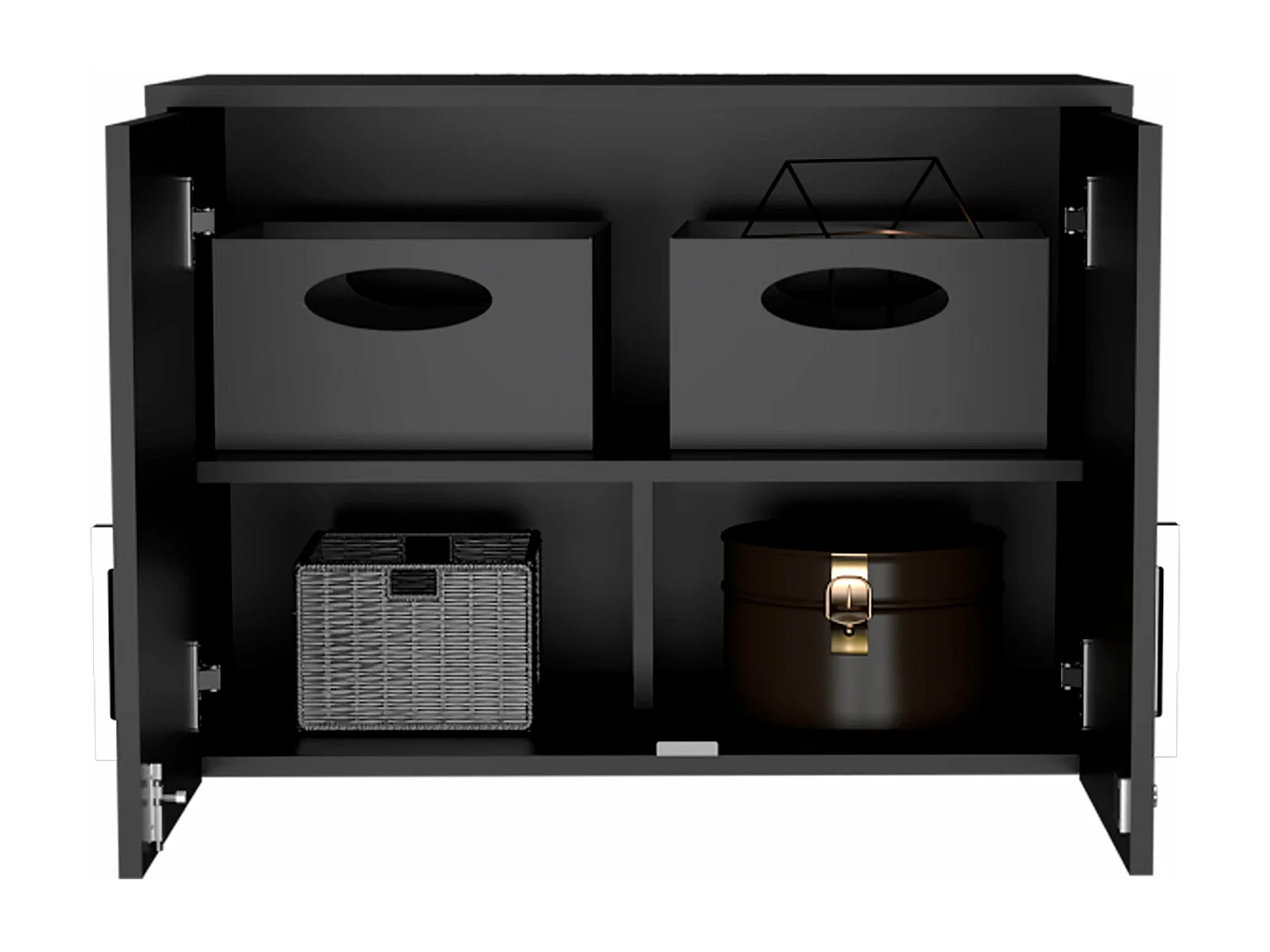 Cyrus Armário de despensa em melamina com 3 prateleiras, 50 cm X 70 cm X 40.5 cm , Preto