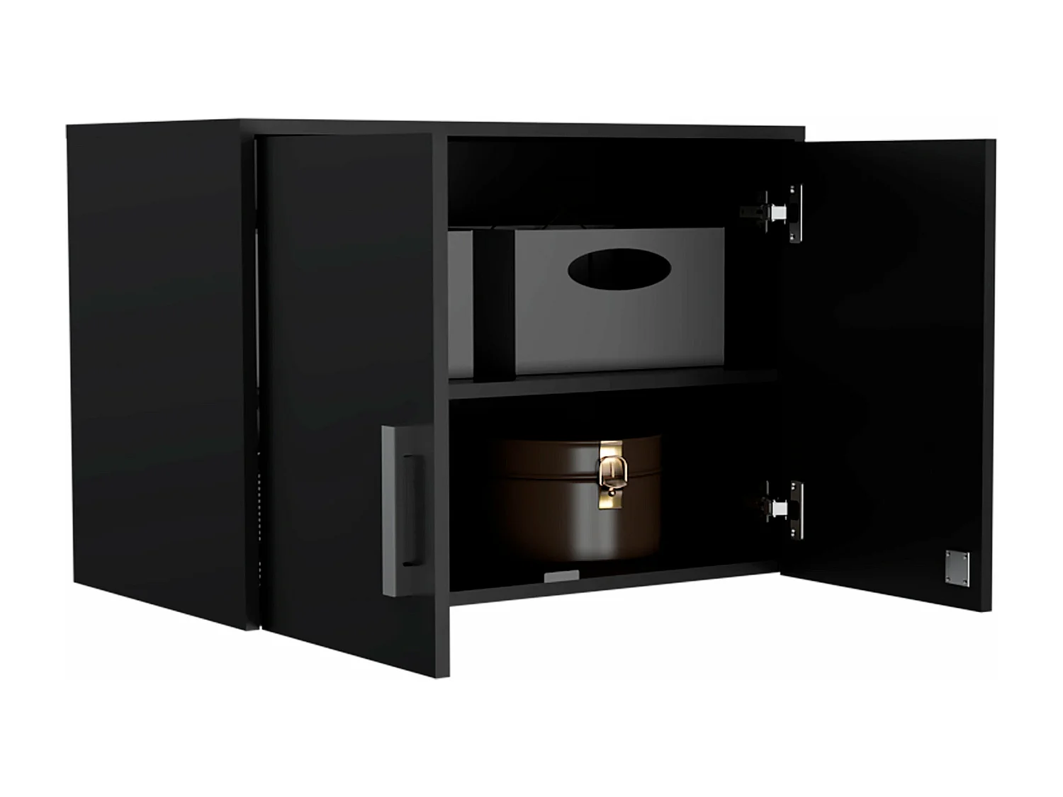 Cyrus Armário de despensa em melamina com 3 prateleiras, 50 cm X 70 cm X 40.5 cm , Preto