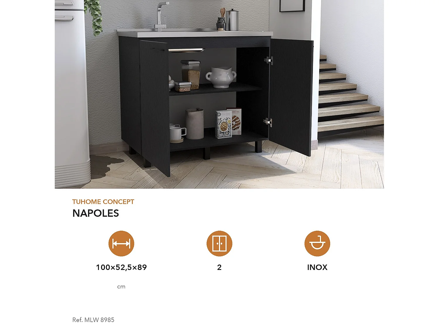 TUHOME CONCEPT Mobile lavello Napoles da 100 cm, wengé